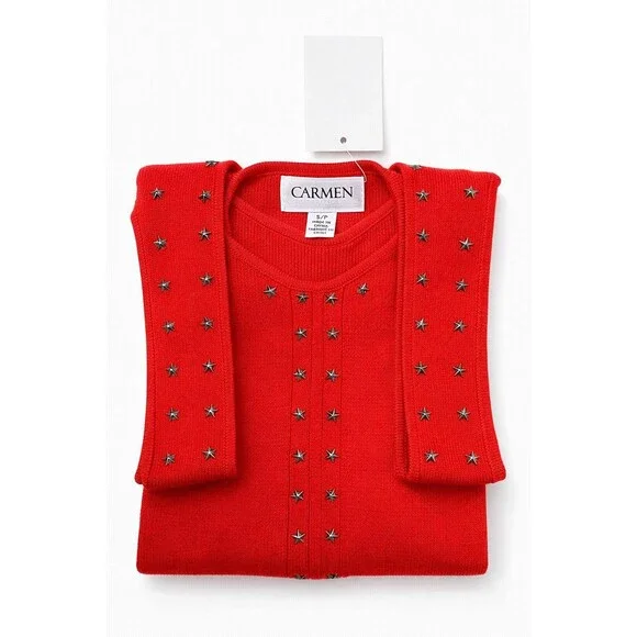 Carmen Marc Valvo Red Star Embellised Tank-Small- NWT $58 retail - Picture 8 of 8